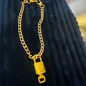 Gold Chain Bracelet with Padlock Charm